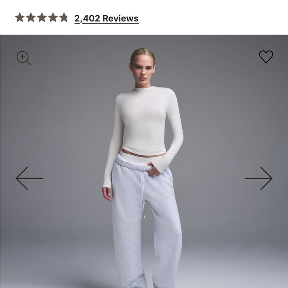 Skims COTTON JERSEY LONG SLEEVE T-SHIRT | BONE - BONE / M x 1 - Picture 6 of 12